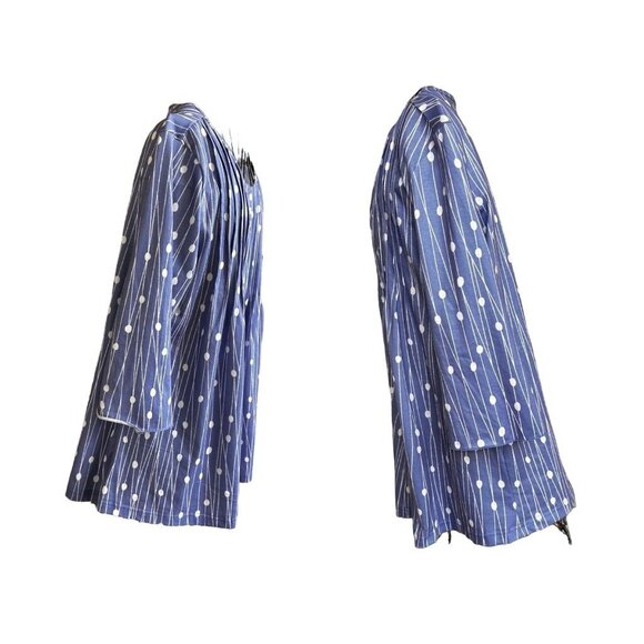 NoraCora Tunic Top XL Blue White Polkadot Jersey Fabric Button Pleaded … - Picture 6 of 12